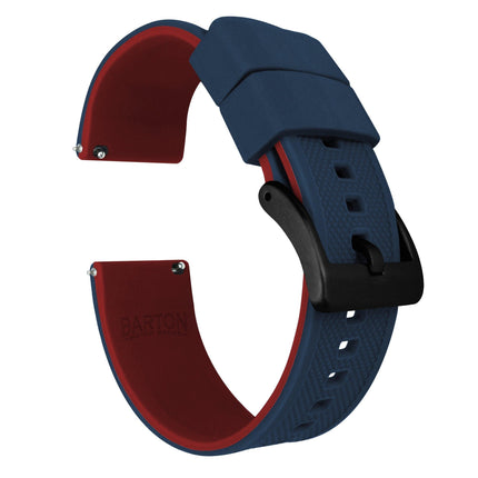 Navy Blue Top / Crimson Red Bottom | Elite Silicone by Barton Watch Bands - Vysn
