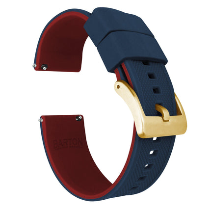 Navy Blue Top / Crimson Red Bottom | Elite Silicone by Barton Watch Bands - Vysn