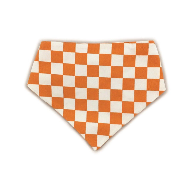 Orange Checkered Reversible Dog Bandana by Uptown Pups - Vysn