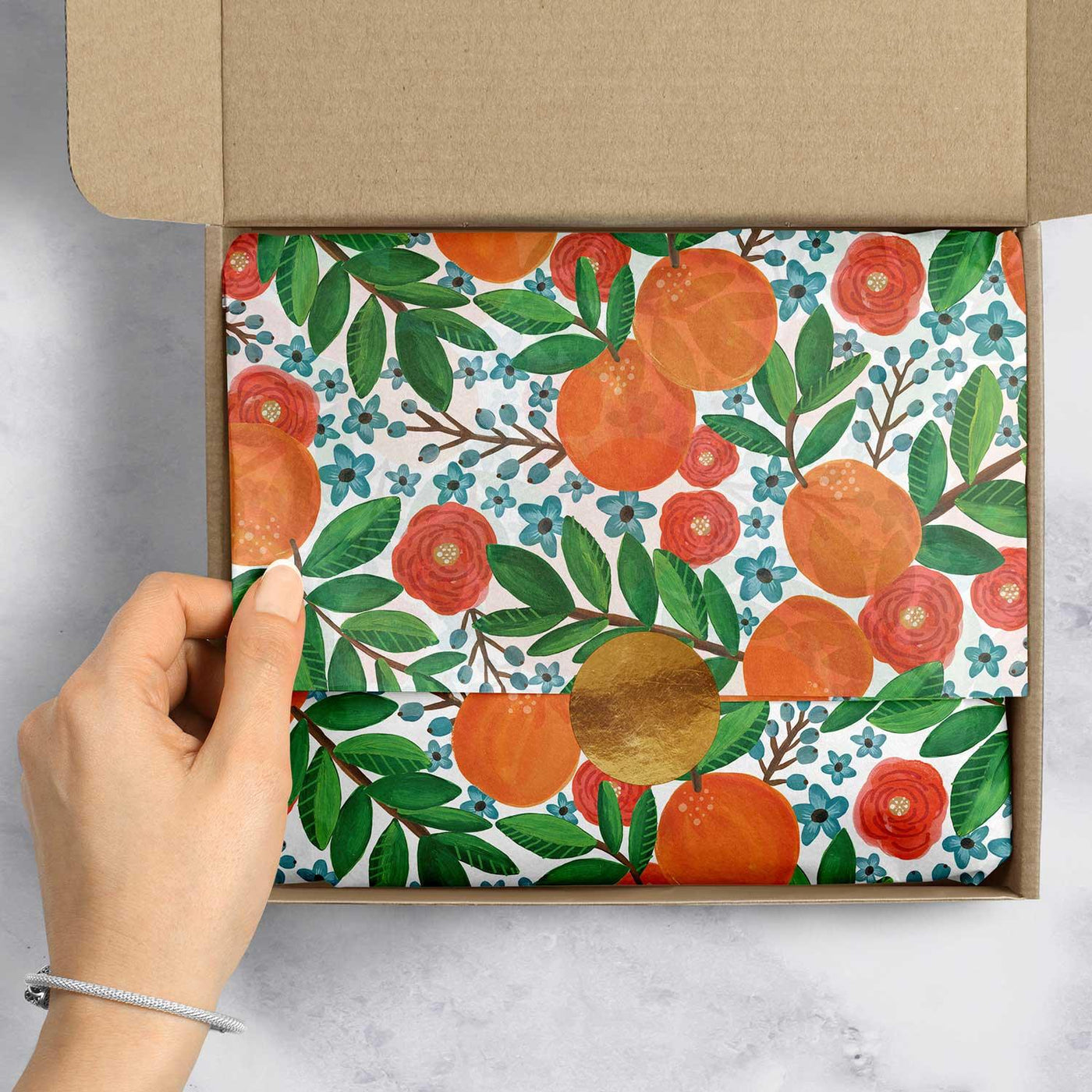 Orange Grove 20" x 30" Floral Gift Tissue Paper by Present Paper - Vysn