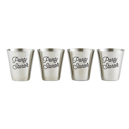 Party Starter Stainless Steel Shot Cups | Set of 4 in Gift Bag by The Bullish Store - Vysn