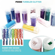 PIXISS Assorted Glitter Set 12 Pack - 10g. Shaker Bottles by Pixiss - Vysn