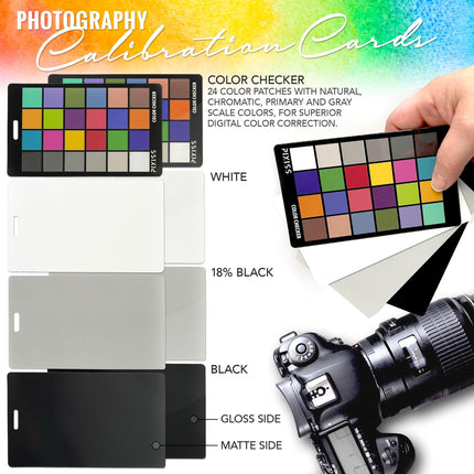 PIXISS Photography Calibration Cards with Lanyard and Lens Cloth by Pixiss - Vysn