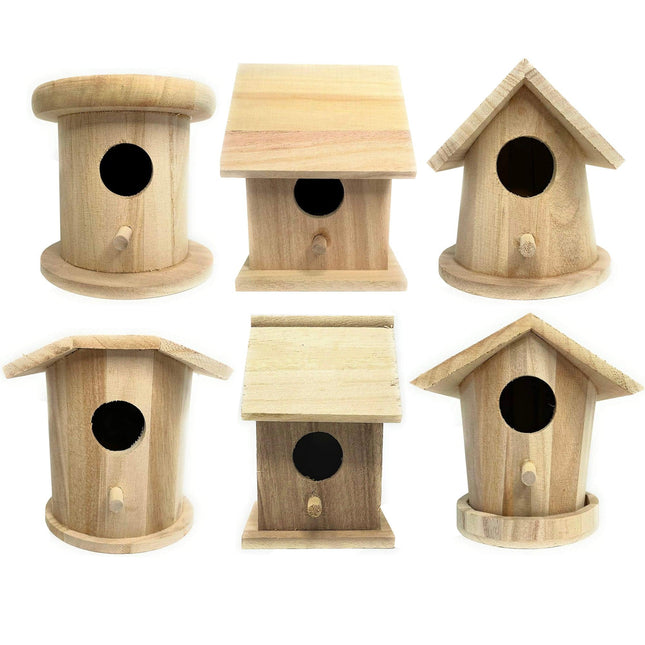 PIXISS Wooden Birdhouses Set of 6 by Pixiss - Vysn