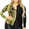 Plus long sleeve gold chain printed shirt - Vysn
