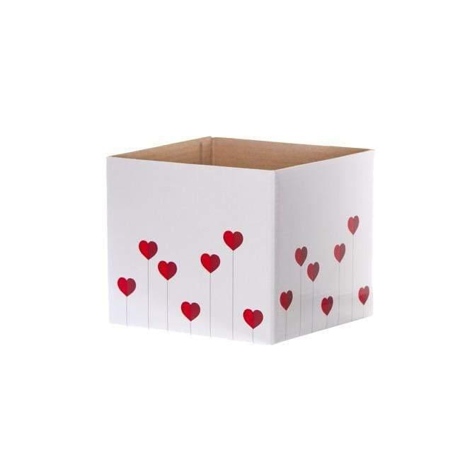 Posy Box Mini Heart Lollipop White Red (13x12cmH) by Tshirt Unlimited - Vysn