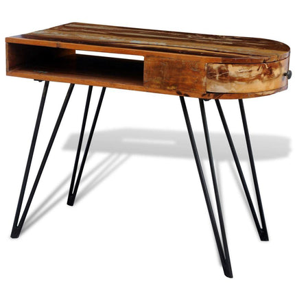 Reclaimed Solid Wood Desk with Iron Pin Legs by Blak Hom - Vysn