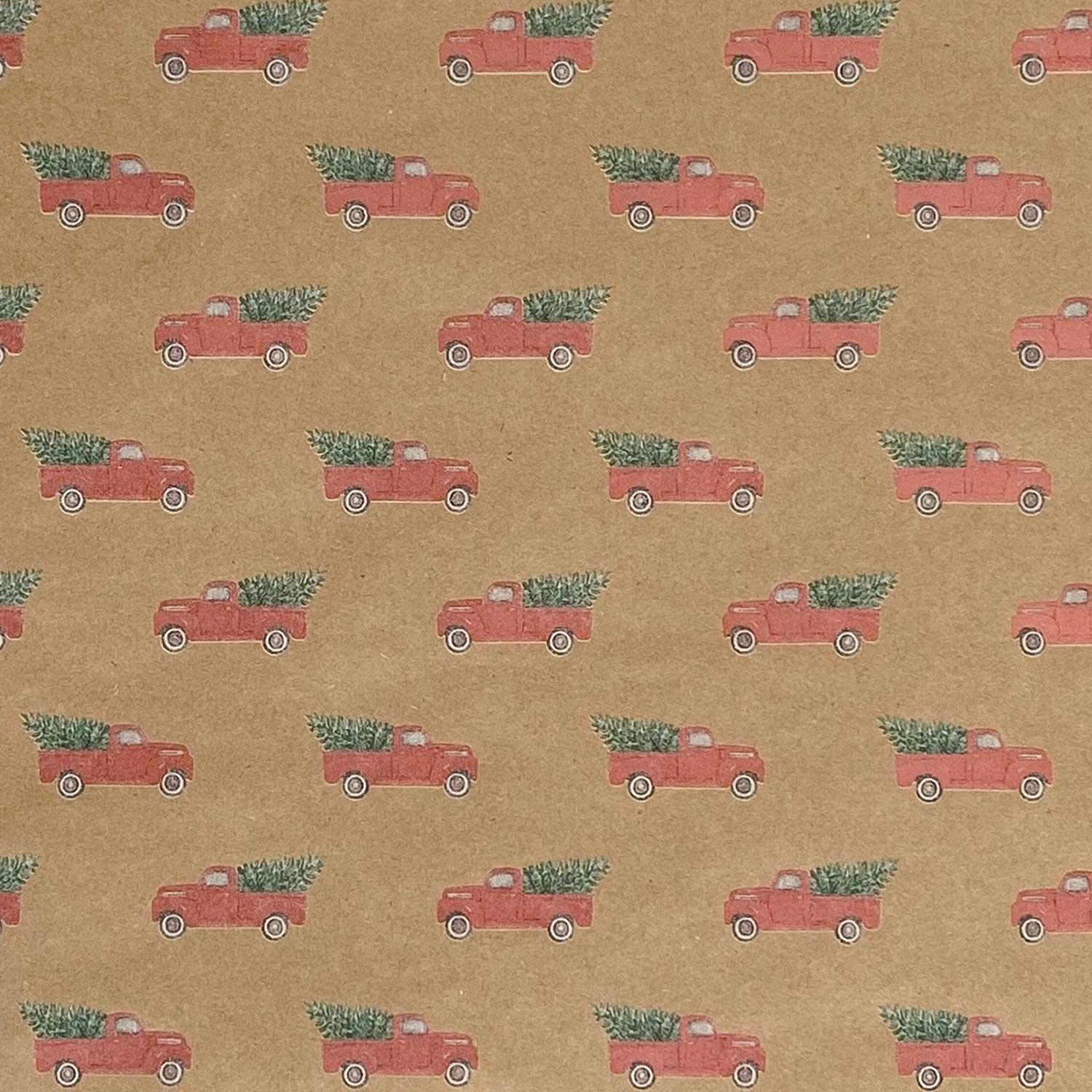 Red Pickup Truck Christmas Gift Wrap by Present Paper - Vysn