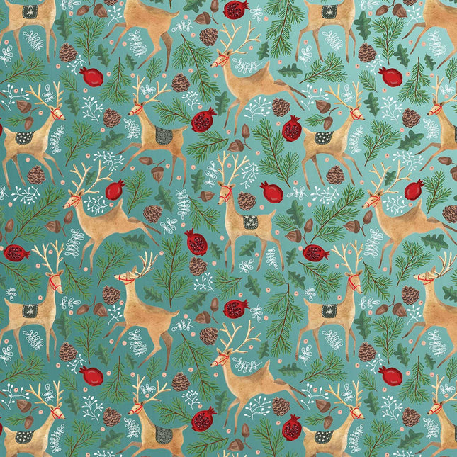 Reindeer Tapestry Christmas Gift Wrap by Present Paper - Vysn