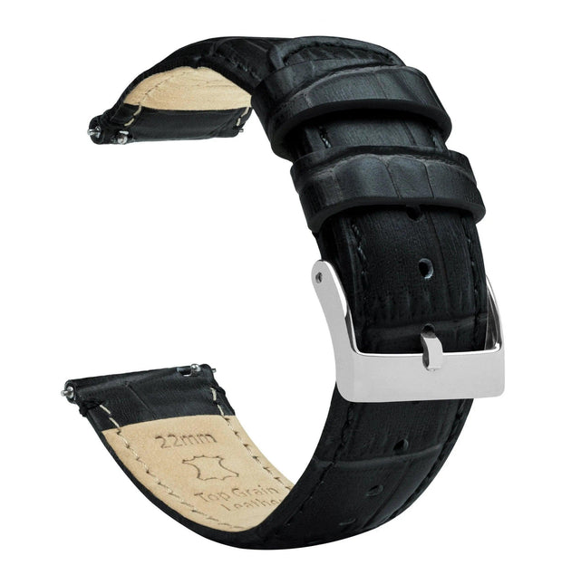Samsung Galaxy Watch Active 2 | Black Alligator Grain Leather by Barton Watch Bands - Vysn