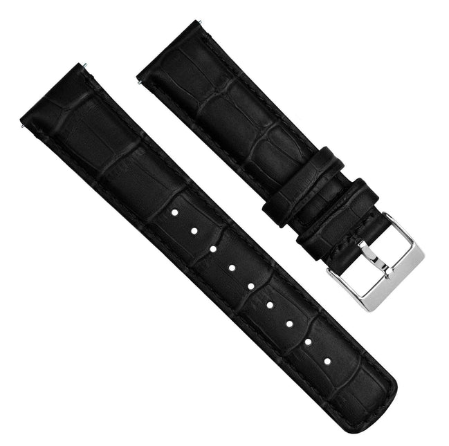 Samsung Galaxy Watch Active 2 | Black Alligator Grain Leather by Barton Watch Bands - Vysn