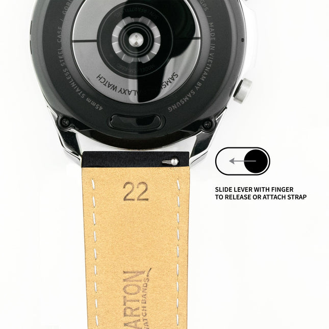Samsung Galaxy Watch | Black Suede & Beige Stitching by Barton Watch Bands - Vysn