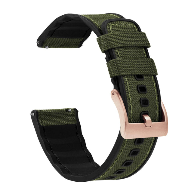 Samsung Galaxy Watch3 | Cordura Fabric & Silicone Hybrid | Army Green by Barton Watch Bands - Vysn