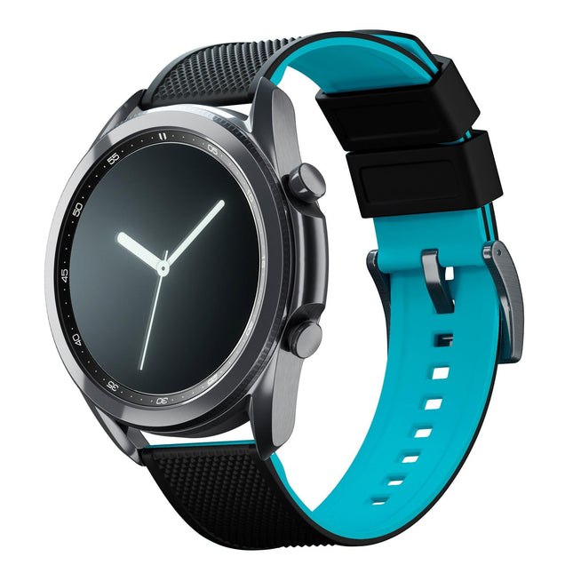 Samsung Galaxy Watch3 | Elite Silicone | Black Top / Aqua Blue Bottom by Barton Watch Bands - Vysn
