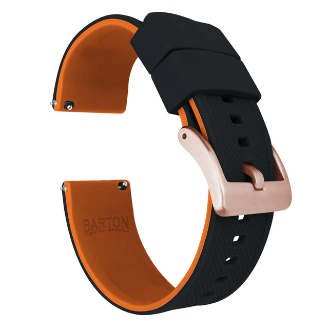 Samsung Galaxy Watch3 | Elite Silicone | Black Top / Pumpkin Orange Bottom by Barton Watch Bands - Vysn