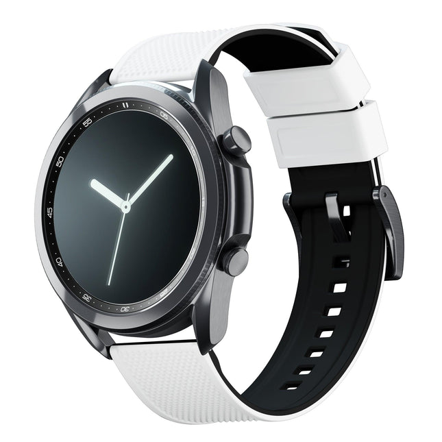 Samsung Galaxy Watch3 | Elite Silicone | White Top / Black Bottom by Barton Watch Bands - Vysn