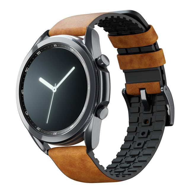 Samsung Galaxy Watch3 | Leather and Rubber Hybrid | Cedar Brown by Barton Watch Bands - Vysn