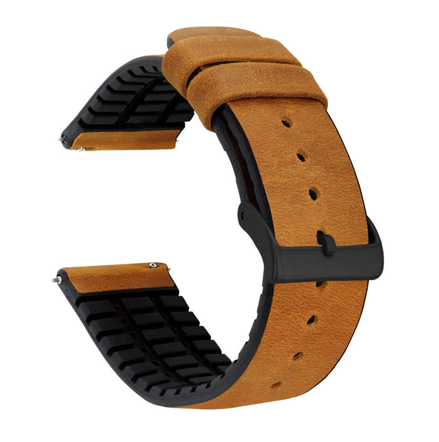 Samsung Galaxy Watch3 | Leather and Rubber Hybrid | Cedar Brown by Barton Watch Bands - Vysn