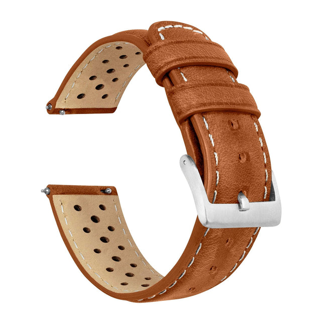 Samsung Galaxy Watch3 | Racing Horween Leather | Caramel Brown & Linen Stitch by Barton Watch Bands - Vysn