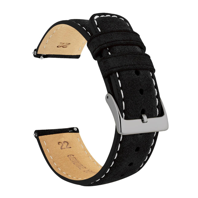 Samsung Galaxy Watch4 | Black Suede & Beige Stitching by Barton Watch Bands - Vysn