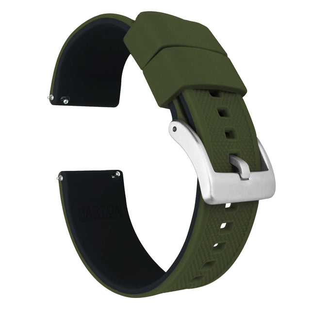 Samsung Galaxy Watch4 | Elite Silicone | Army Green Top / Black Bottom by Barton Watch Bands - Vysn
