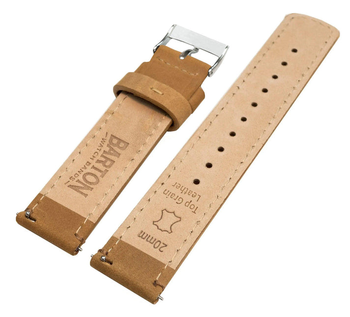 Samsung Galaxy Watch4 | Gingerbread Brown Leather & Stitching by Barton Watch Bands - Vysn