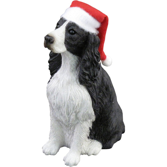 Sandicast Sitting English Springer Spaniel w/ Santa's Hat Christmas Dog Ornament by Present Paper - Vysn