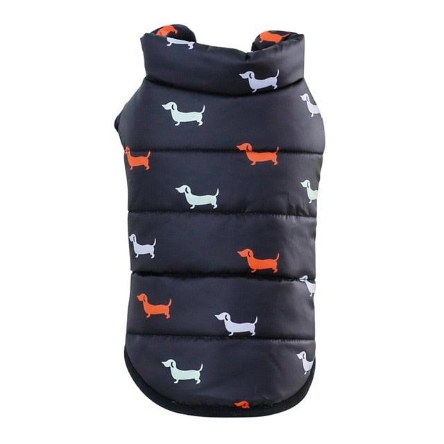 Sausage Dog Print Winter Vest (Size chart avaiable) by Dach Everywhere - Vysn