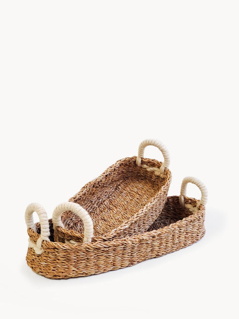 Savar Bread Basket with White Handle by KORISSA - Vysn