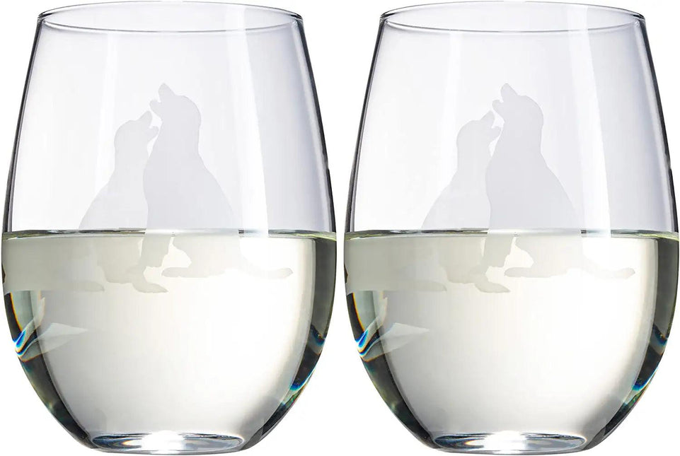 Set of 2 Labrador Dog Stemless Wine Glasses by The Wine Savant - Lab Retriever Puppy & Doggy Lover Him & Her - Dogs Silhouette - Glass Gifts Etched Tumblers for Anniversary, Wedding, Home Bar Gifts by The Wine Savant - Vysn