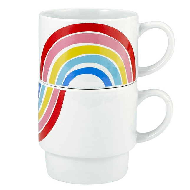 Set of 2 Rainbow Stacking Mugs | Ceramic Mug Set by The Bullish Store - Vysn