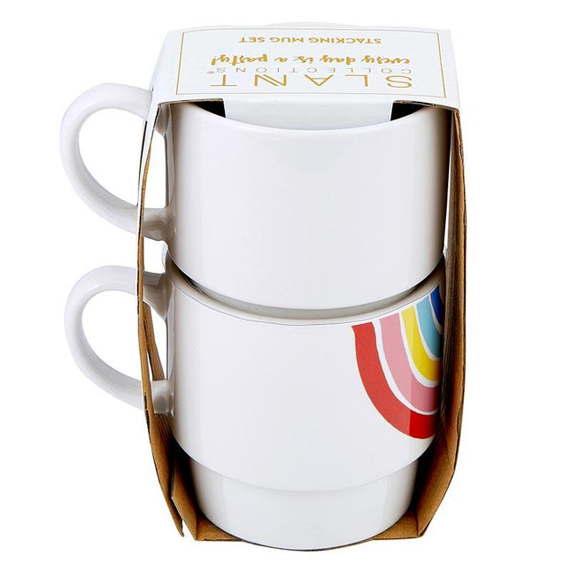 Set of 2 Rainbow Stacking Mugs | Ceramic Mug Set by The Bullish Store - Vysn