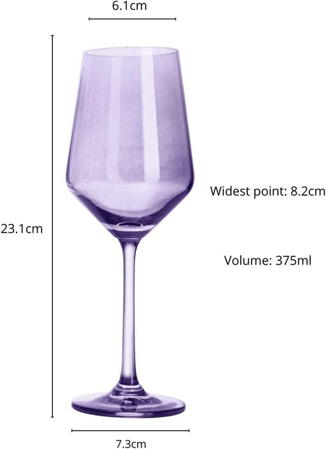 Set of 6 Colored Wine Glasses - 12 oz Hand Blown Italian Style Crystal Bordeaux Wine Glasses - Premium Stemmed Colored Glassware - Unique Drinking Glasses (6, Lavender Purple) by The Wine Savant - Vysn