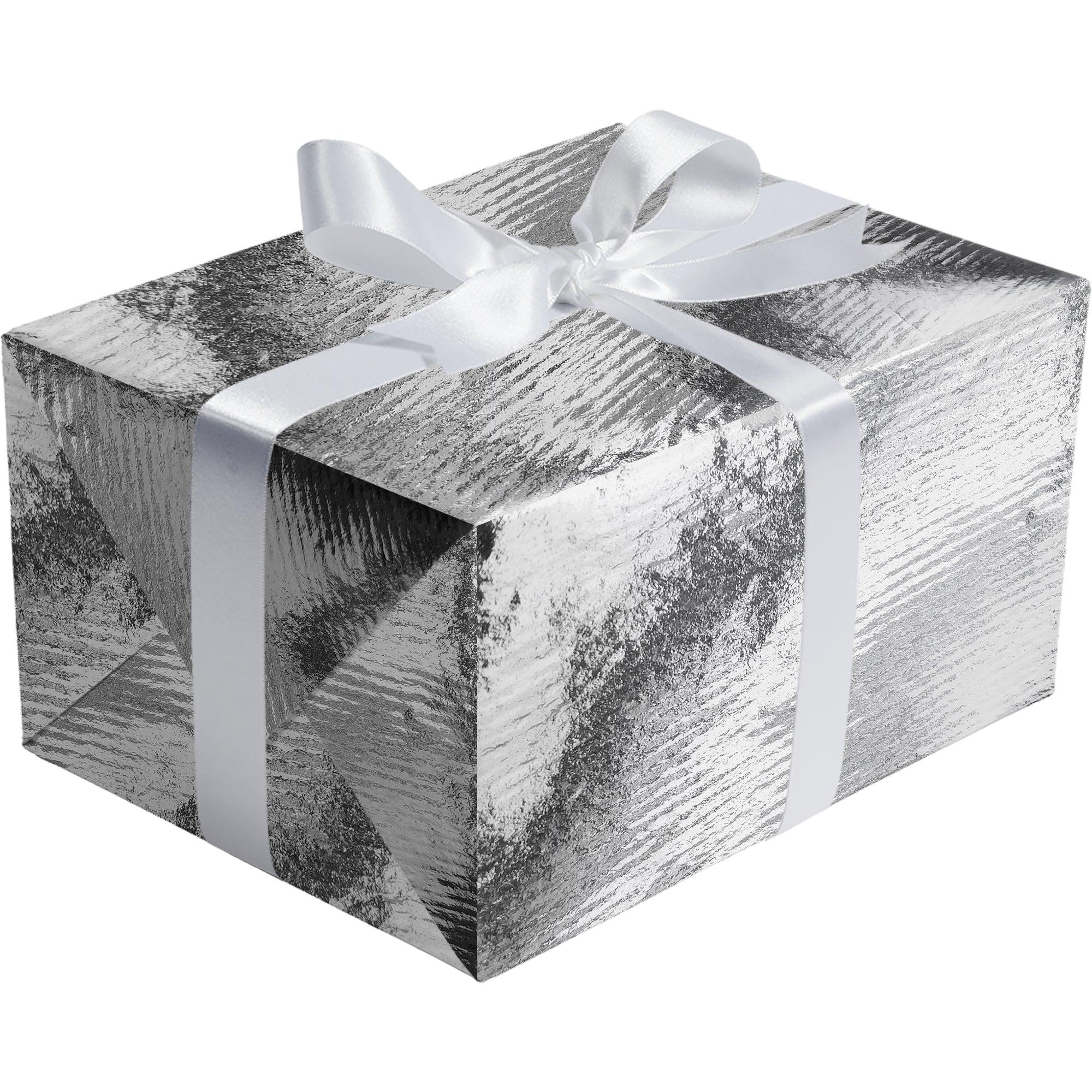 Silver Kraft Ribbed Foil Gift Wrap by Present Paper - Vysn