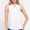 Sleeveless Henley Neck Woven Top - VYSN