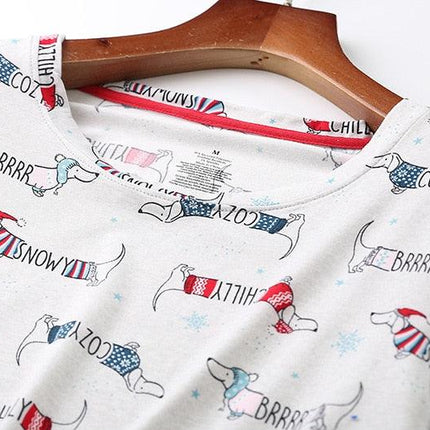 Stylish Dachshund Printed Pajama Set for Women by Dach Everywhere - Vysn