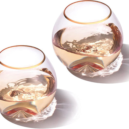 The Wine Savant Colored Blush Pink & Gilded Rim Wine Glass, Large 18oz Glasses 2-Set Vibrant Color Vintage Tumblers for White & Red, Water, No Stem Glasses, Gift Idea (Stemless Wine glasses) by The Wine Savant - Vysn