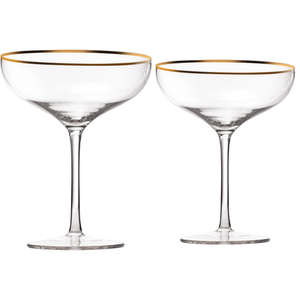 The Wine Savant Colored Crystal Gilded Rim Coupe Glass, Large 9oz Cocktail & Champagne Glasses 2-Set Vibrant Color Short Gold Vintage Tumblers, No Stem Margarita, Glassware Gift Idea (Gold Rimmed) by The Wine Savant - Vysn