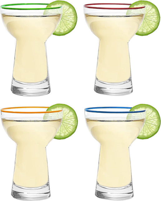 The Wine Savant Hand Blown Margarita Glass – Luxury Hand Blown Confetti Margarita, Martini & Champagne Glasses Cinco de Mayo, Hand Blown Glass – Large Party (Colorful) by The Wine Savant - Vysn