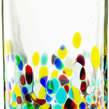 The Wine Savant Hand Blown Mexican Drinking Glasses and Pitcher – Set of 6 with Mexican Confetti Design (14 oz each) and Pitcher (84 Ounces) (Confetti) by The Wine Savant - Vysn