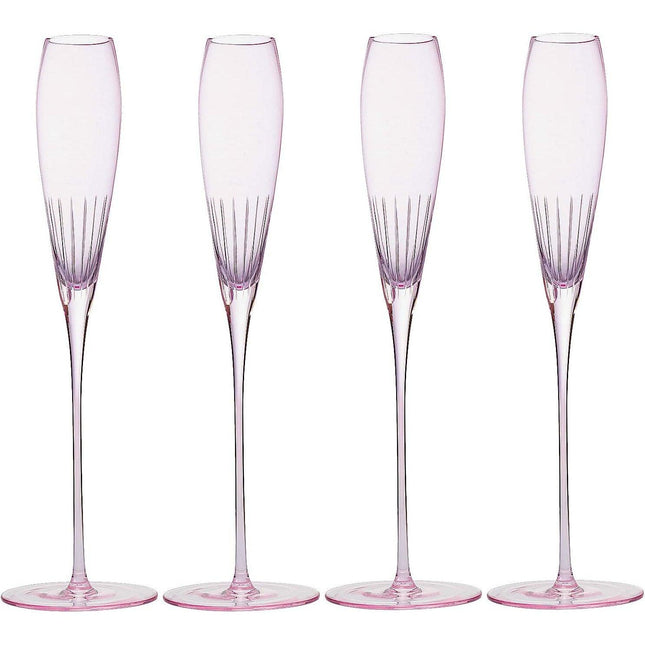 The Wine Savant Parisian Performance Glassware French Paris Collection Crystal Pink Glasses, Red & White Wines For Weddings Present Everyday Beautiful Gift Anniversary (Champagne) by The Wine Savant - Vysn