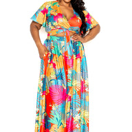 Tropical floral maxi skirt & top set - Vysn