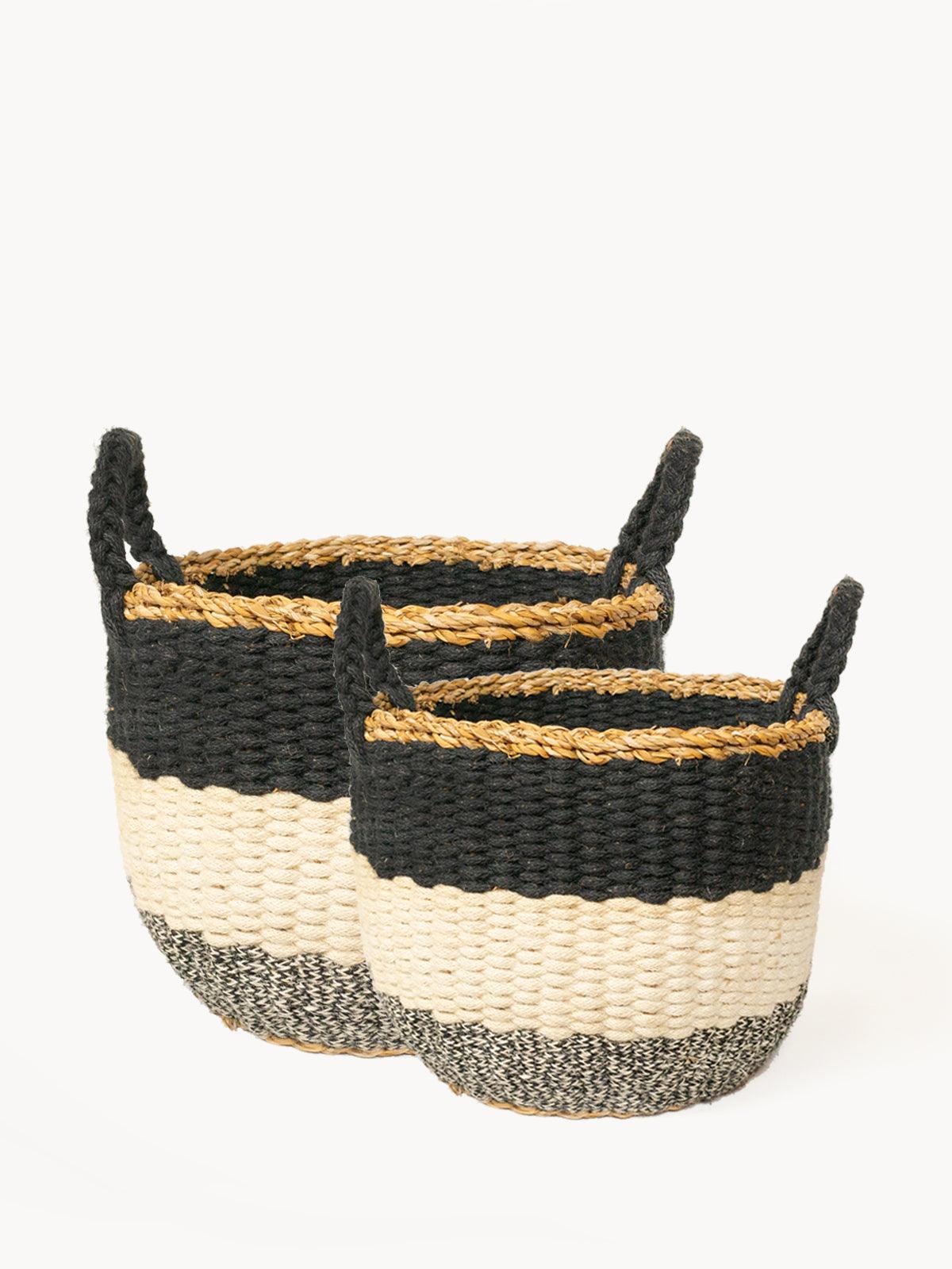 Ula Stripe Basket - Black by KORISSA - Vysn