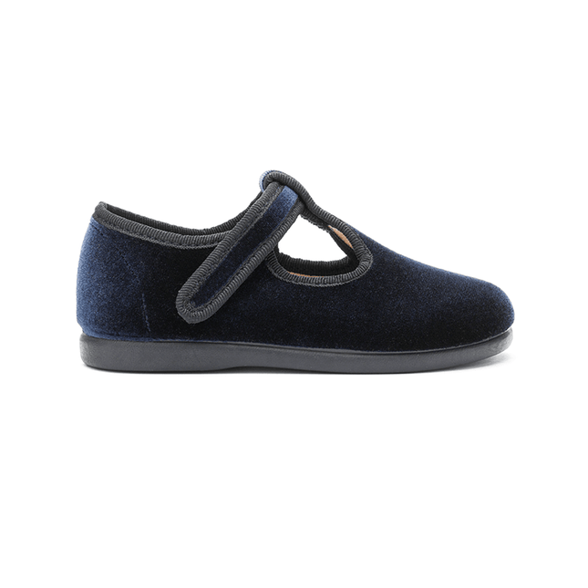 Velvet T-band Shoes in Navy by childrenchic - Vysn