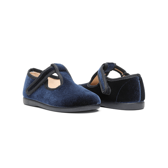 Velvet T-band Shoes in Navy by childrenchic - Vysn
