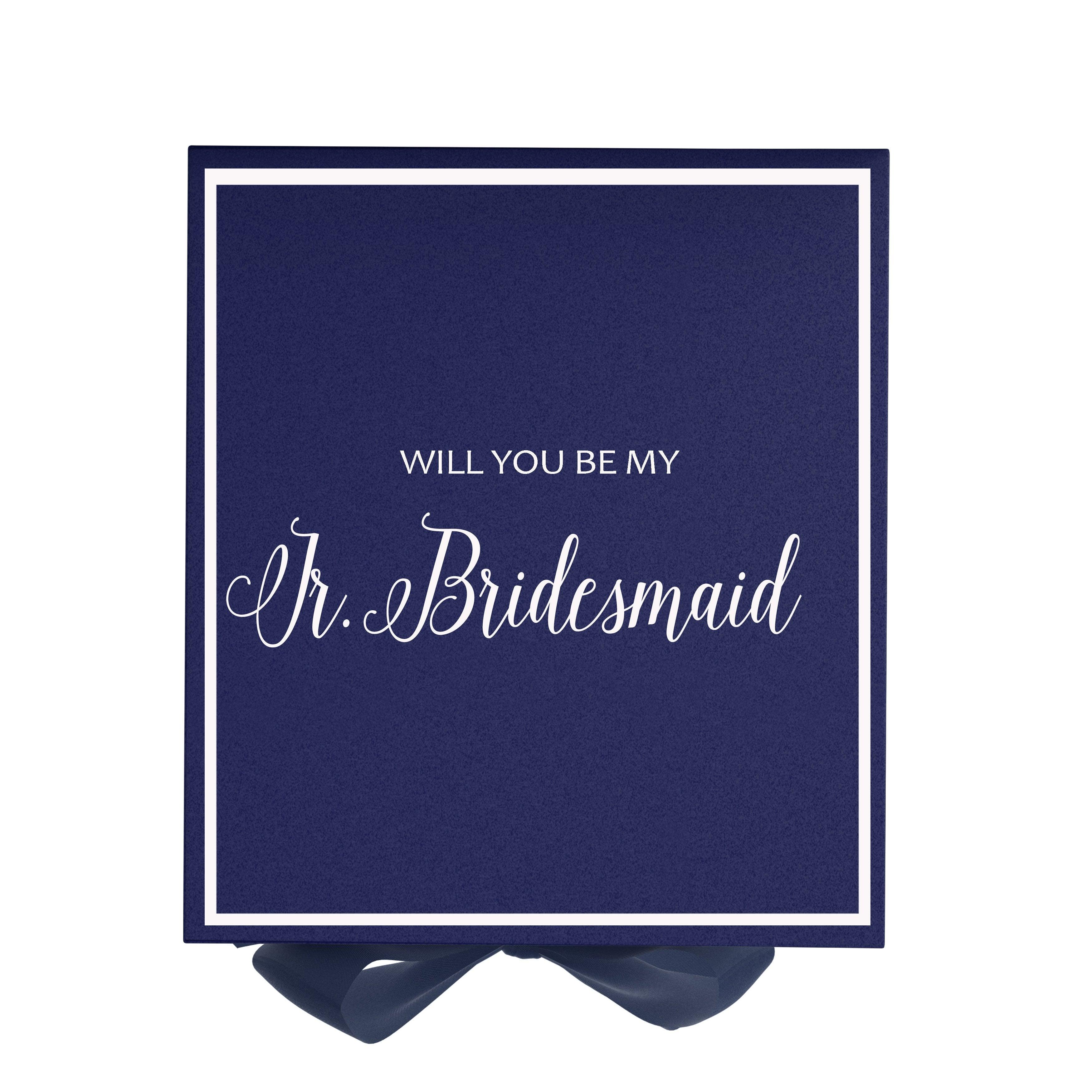 Will You Be My Jr Bridesmaid? Proposal Box Navy - Border by Tshirt Unlimited - Vysn
