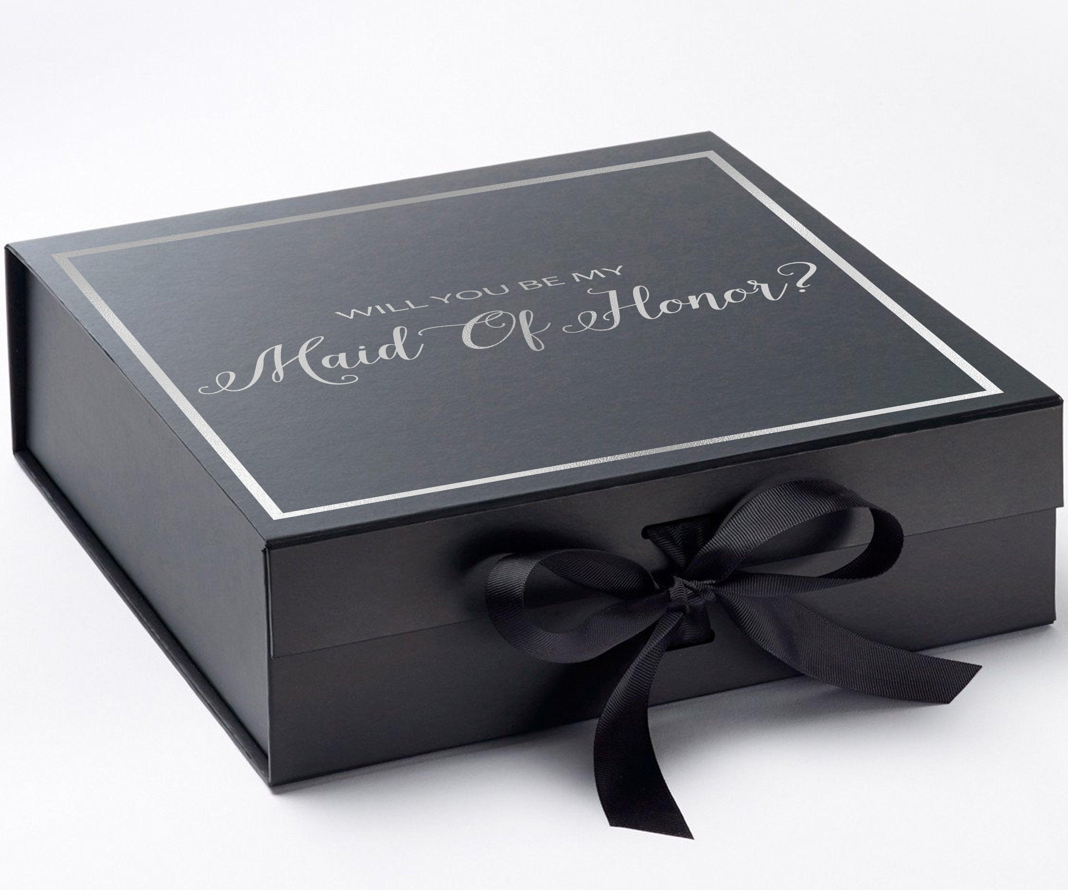 Will You Be My maid of honor? Proposal Box black - Border by Tshirt Unlimited - Vysn