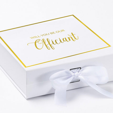 Will You Be our Officiant? Proposal Box White - Border by Tshirt Unlimited - Vysn