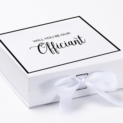 Will You Be our Officiant? Proposal Box White - Border by Tshirt Unlimited - Vysn