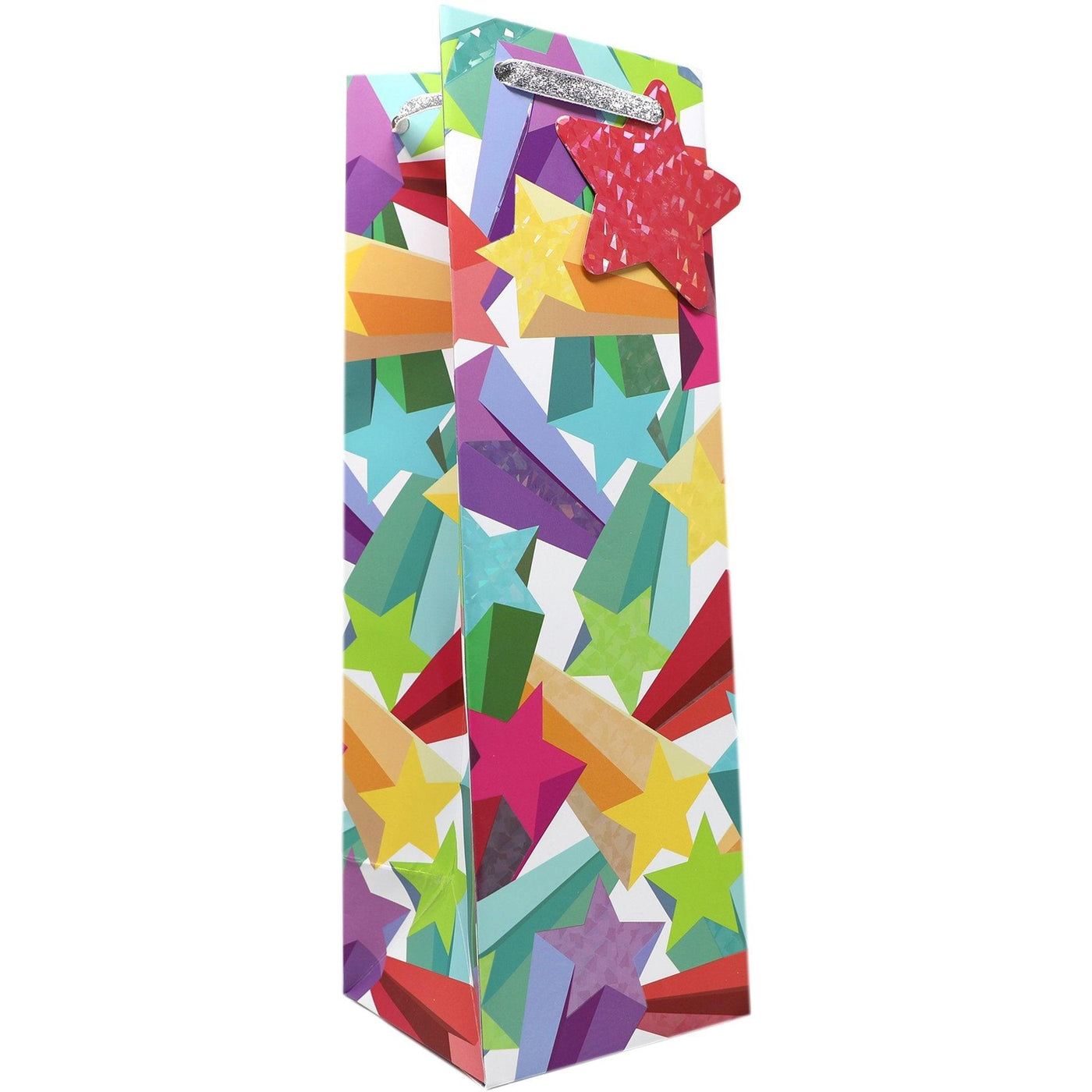 Wine Bottle Birthday Gift Bags, Bright Stars with Holographic Accents by Present Paper - Vysn